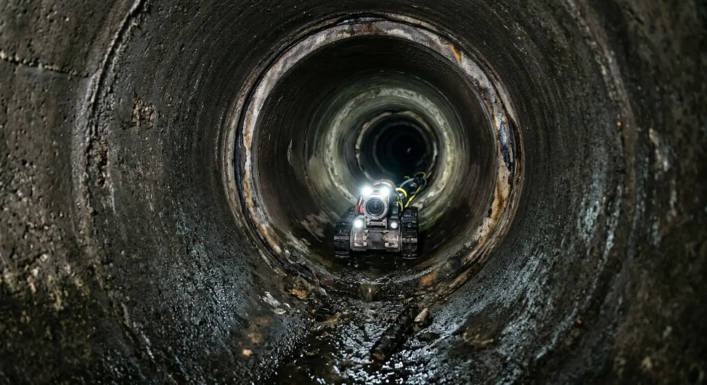 Robotic sewer camera inspecting pipe interior for Sewer Line Repair in Bloomington